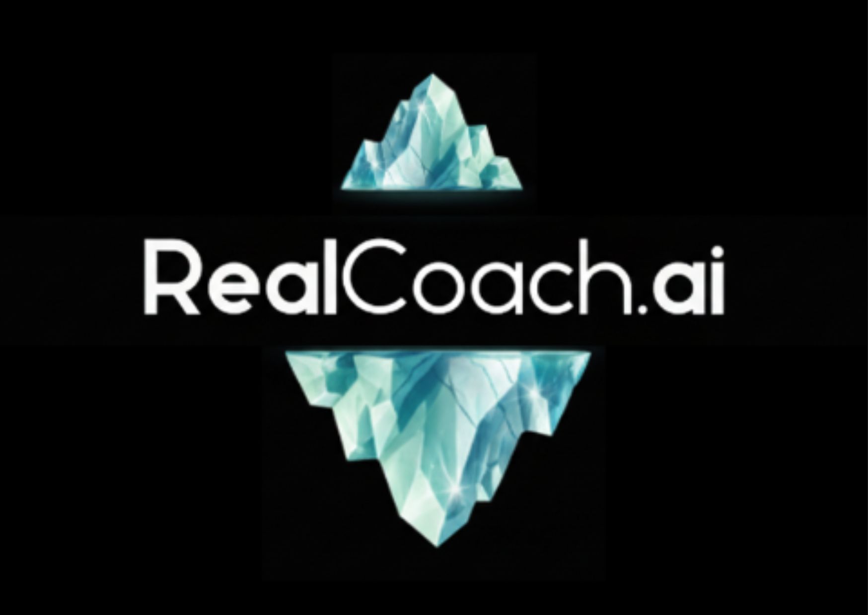 Logo of RealCoach.ai featuring a stylized ice crystal design against a black background.